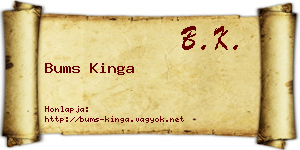 Bums Kinga névjegykártya